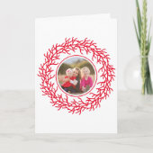 スカンジナビアリース写真赤と白クリスマス カード (正面)