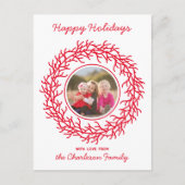 スカンジナビアリース赤と白写真 シーズンポストカード (正面)