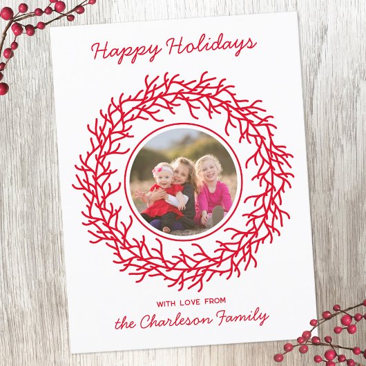 スカンジナビアリース赤と白写真 シーズンポストカード