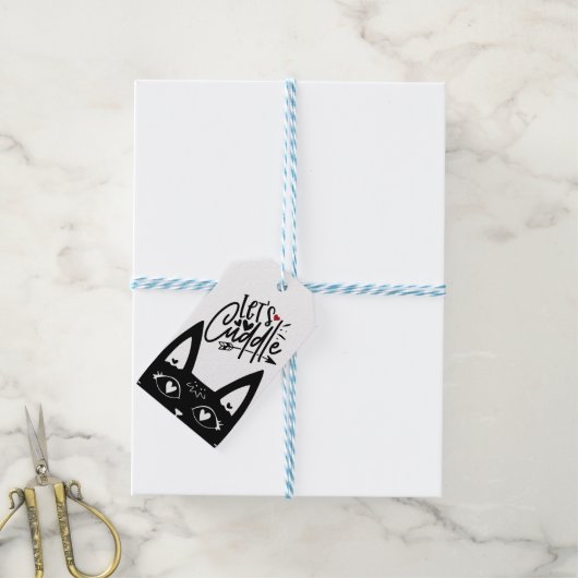 スカンジナビアレッツブラックキャットデザイン ギフトタグ (より糸付き)