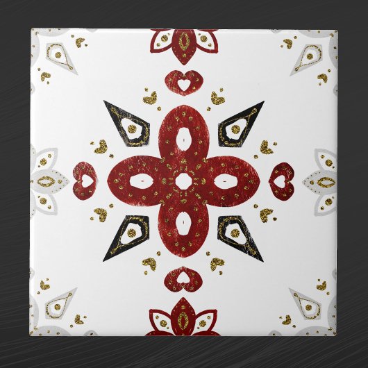 スカンジナビアレッドブルー金ゴールド北欧グラフィック タイル