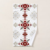 スカンジナビアレッドブルー金ゴールド北欧グラフィック バスタオルセット (ハンドタオル)