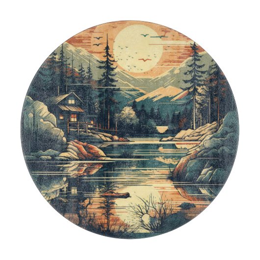 スカンジナビアレトロアートマウンテンホーム カッティングボード (正面)