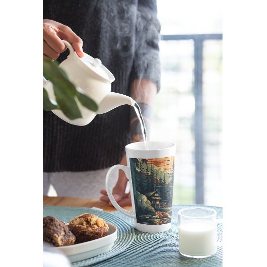 スカンジナビアレトロアートマウンテンホーム カフェラテマグ