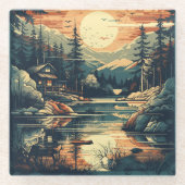 スカンジナビアレトロアートマウンテンホーム ガラスコースター (正面)