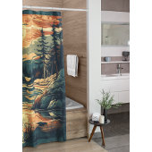 スカンジナビアレトロアートマウンテンホーム シャワーカーテン