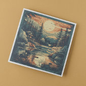 スカンジナビアレトロアートマウンテンホーム スタンダードカクテルナプキン