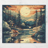 スカンジナビアレトロアートマウンテンホーム ビールラベル (シングルラベル)