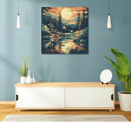 スカンジナビアレトロアートマウンテンホーム ポスター