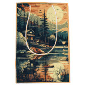 スカンジナビアレトロアートマウンテンホーム ミディアムペーパーバッグ (正面)