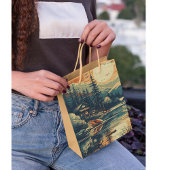 スカンジナビアレトロアートマウンテンホーム ミディアムペーパーバッグ