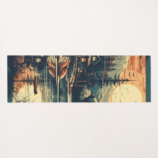 スカンジナビアレトロアートマウンテンホーム ヨガマット (裏面(横))