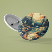 スカンジナビアレトロアートマウンテンホーム 缶バッジ