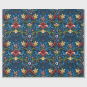スカンジナビアローズマリングフォークブルーレッド ラッピングペーパー (フラット)
