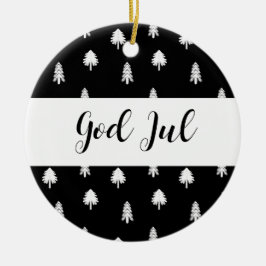 スカンジナビアンブラックパターンGod Julクリスマスオーナメント セラミックオーナメント