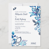 スカンジナビアンブルー花柄ウェディング 招待状 (正面)