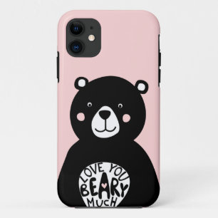 スカンジナビアンベア 恋するクマちゃん ピンク ブラック iPhone 11 ケース