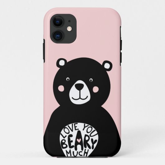 スカンジナビアンベア 恋するクマちゃん ピンク ブラック Case-Mate iPhoneケース (裏面)