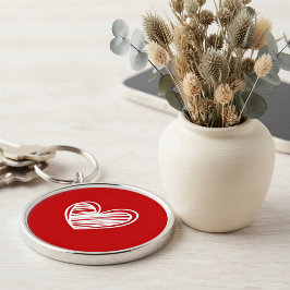 スカンジナビアンレッドハートラウンドキーチェーン キーホルダー