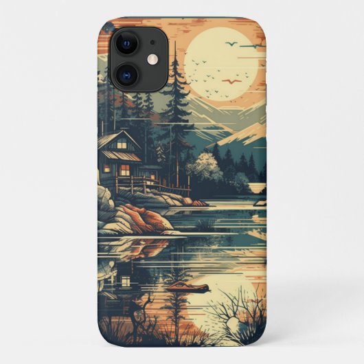 スカンジナビアンレトロアートの山の家 Case-Mate iPhoneケース (裏面)