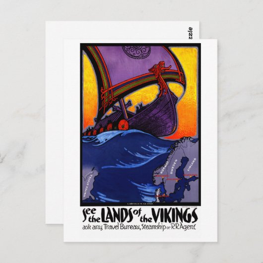 スカンジナビアヴィンテージ旅行ポスター復元 ポストカード (正面/裏面)