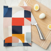 スカンジナビア中世紀幾何学抽象芸術アート キッチンタオル (四つ折り)