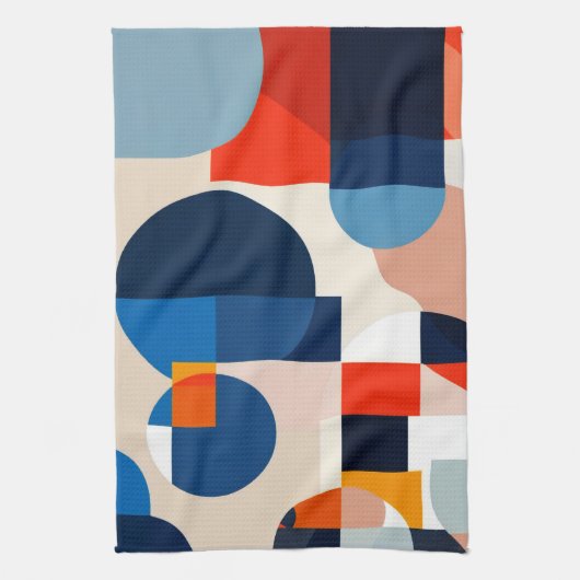 スカンジナビア中世紀幾何学抽象芸術アート キッチンタオル (縦)