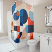 スカンジナビア中世紀幾何学抽象芸術アート シャワーカーテン (インサイチュ)
