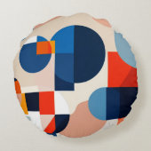 スカンジナビア中世紀幾何学抽象芸術アート ラウンドクッション (裏面)