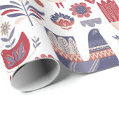 スカンジナビア伝統的フォークアートクリスマス ラッピングペーパー (ロールコーナー)