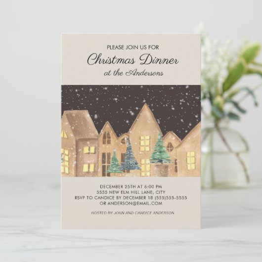 スカンジナビア冬の雪の村クリスマスディナー 招待状 (スタンド正面)