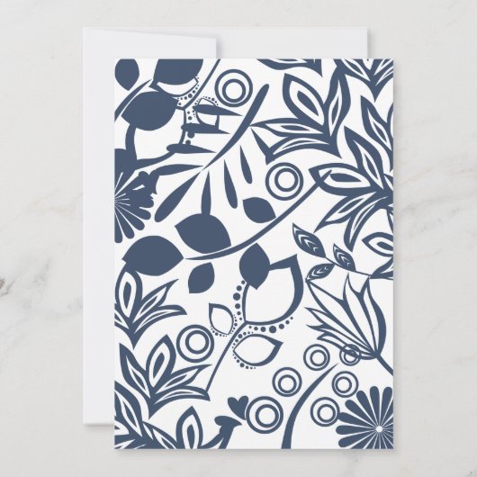 スカンジナビア冬季ブルーグレー花柄 招待状 (裏面)