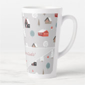 スカンジナビア北欧の冬のパターンタイポグラフィ カフェラテマグ (右)