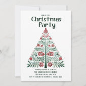 スカンジナビア北欧グリーンレッドクリスマスツリーパーティー 招待状 (正面)