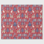 スカンジナビア北欧フォークアートウッドランドクリスマス | ラッピングペーパー (フラット)