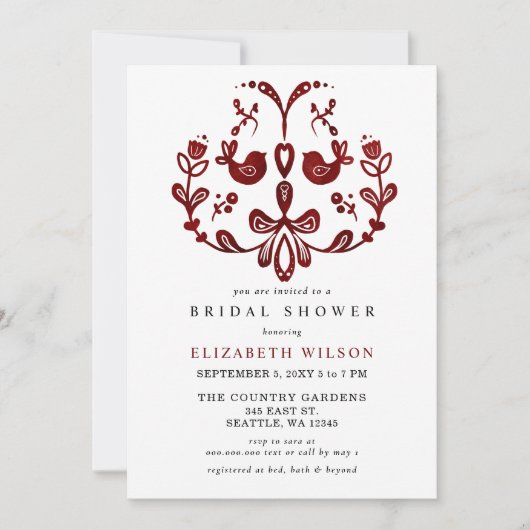 スカンジナビア北鳥クリスマスブライダルシャワー 招待状 (正面)