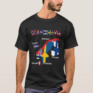 スカンジナビア国旗の北欧各国マップ北Eu Tシャツ
