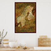 スカンジナビア地図アートポスター2 ポスター (キッチン)