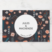 スカンジナビア夏の花ダークボホ結婚の花 スパークリングワインラベル (シングルラベル)