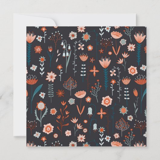 スカンジナビア夏の花ダーク結婚ズ 招待状 (裏面)