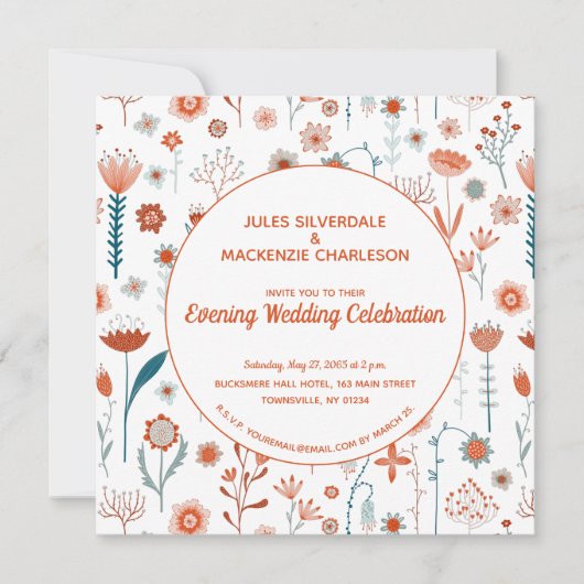 スカンジナビア夏の花ボホ夕べ結婚ズ 招待状 (正面)
