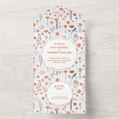 スカンジナビア夏花モダンボホ結婚ズ オールインワン招待状 (内側)