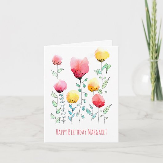 スカンジナビア山麓かわいいパーソナライズされた誕生日 カード (正面)