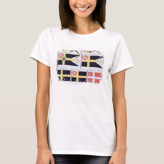 スカンジナビア旗のフランスのな本から、c印を付けます tシャツ (正面)