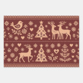 スカンジナビア柄 クリスマス包装紙 ラッピングペーパーシート (正面)