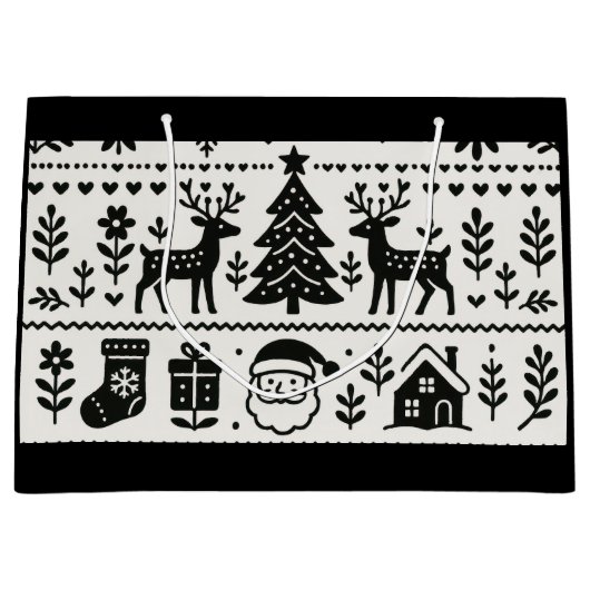 スカンジナビア柄 クリスマス ギフトバッグ (正面)