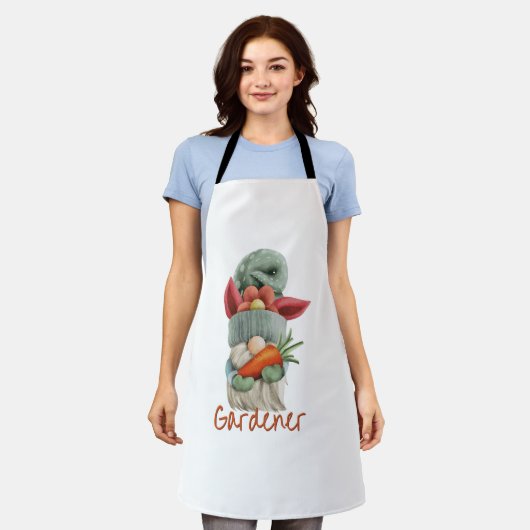 スカンジナビア格言ガーデナーとニンジンと花 エプロン (着用した状態)