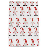 スカンジナビア格言レッドホワイトグレークリスマスパターン ミディアムペーパーバッグ (正面)