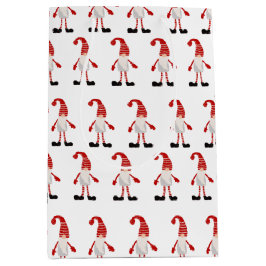 スカンジナビア格言レッドホワイトグレークリスマスパターン ミディアムペーパーバッグ