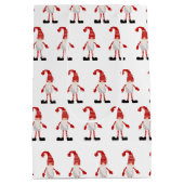 スカンジナビア格言レッドホワイトグレークリスマスパターン ミディアムペーパーバッグ (裏面)